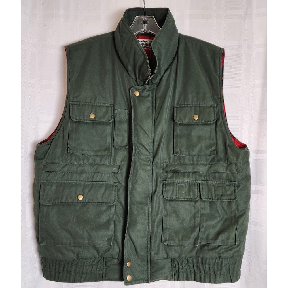 Timber‎ Trail Men's Green Plaid Lined Quilted Vest Size L